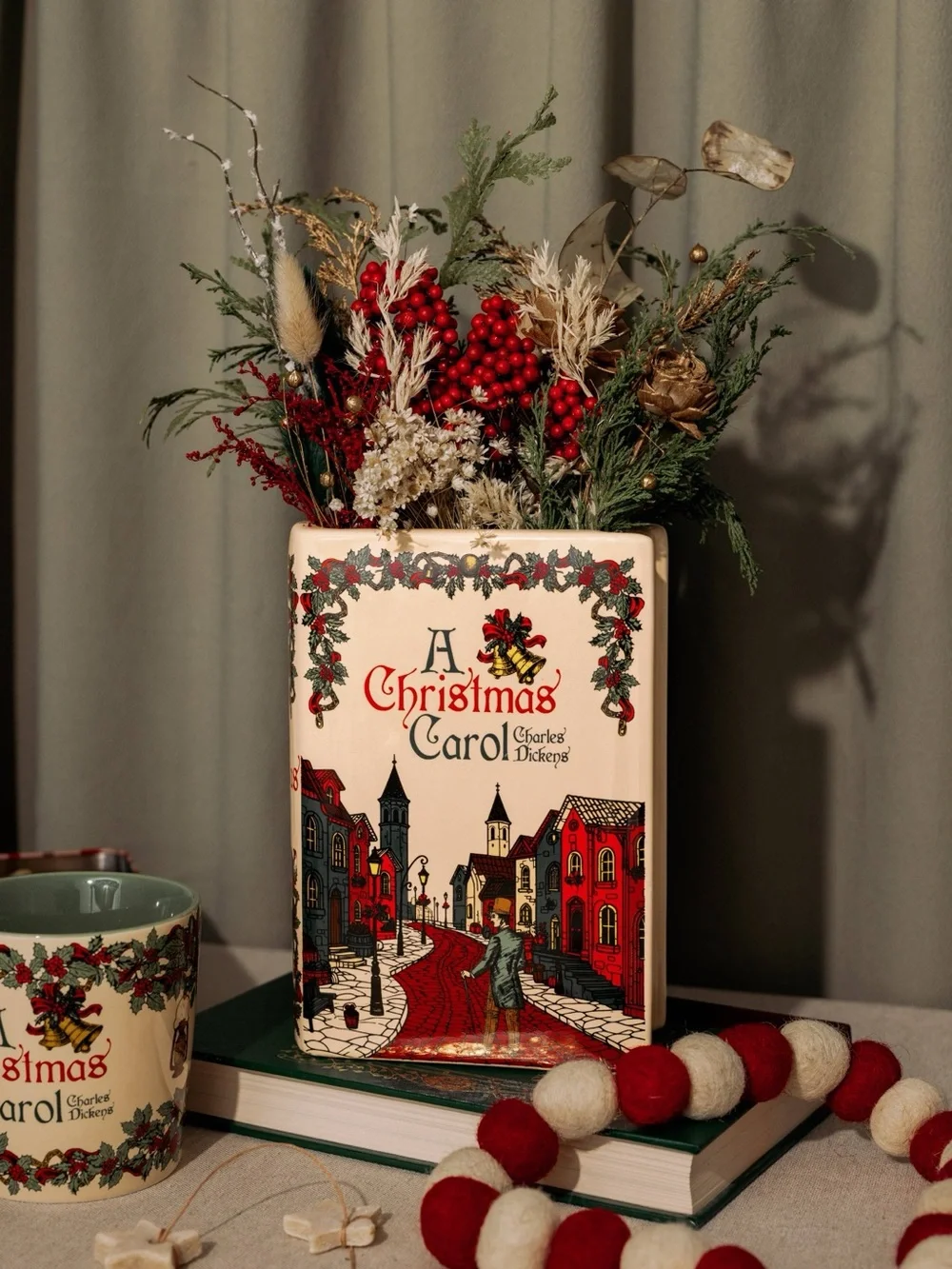 Steel Mill A Christmas Carol Book Vase Charles Dickens Ceramic NIB Decor
